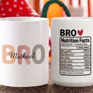 Personalized Bro Nutrition Facts Name, traits Coffee Mug