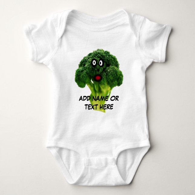 Personalized Broccoli Cartoon Baby Bodysuit (Front)