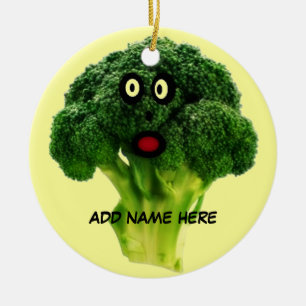 Personalized Broccoli Cartoon Ceramic Ornament