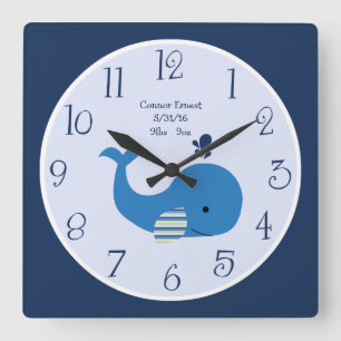 Personalized Brody Whale Nautical Wall Clock