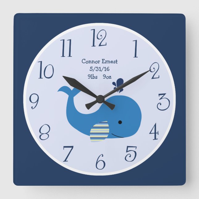 Personalized Brody Whale Nautical Wall Clock (Front)
