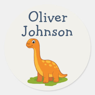 Personalized Brontosaurus Cute Dinosaur Name Kid's Classic Round Sticker