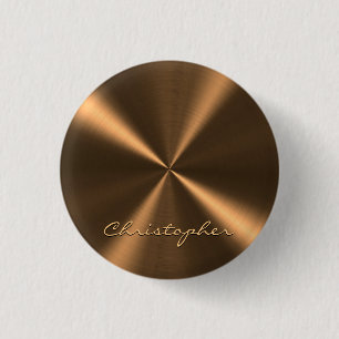Personalized Bronze Metallic Radial Texture 1 Inch Round Button