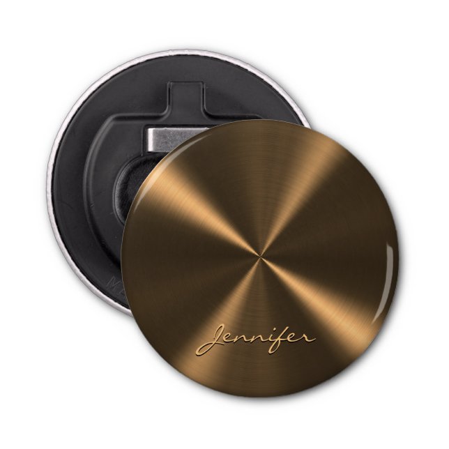 Personalized Bronze Metallic Radial Texture Bottle Opener (Front)