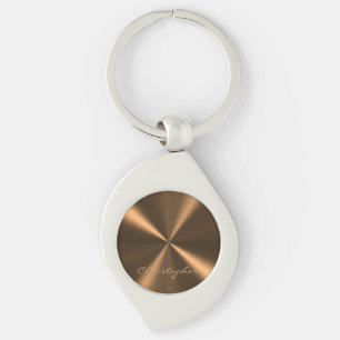Personalized Bronze Metallic Radial Texture Keychain