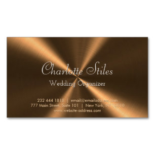 Personalized Bronze Metallic Radial Texture Magnetic Business Card