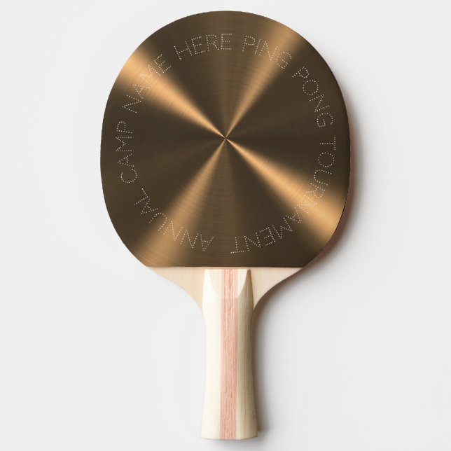 Personalized Bronze Metallic Radial Texture Ping Pong Paddle (Front)