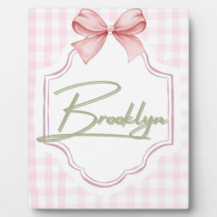 Personalized Brooklyn Baby Girl Nursery BowGingham Plaque