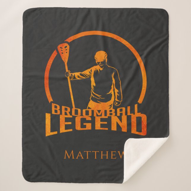 Personalized Broomball Legend Cute Sports Sherpa Blanket (Front)