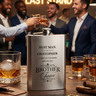 Personalized Brother By Choice Best Man Hip Flask