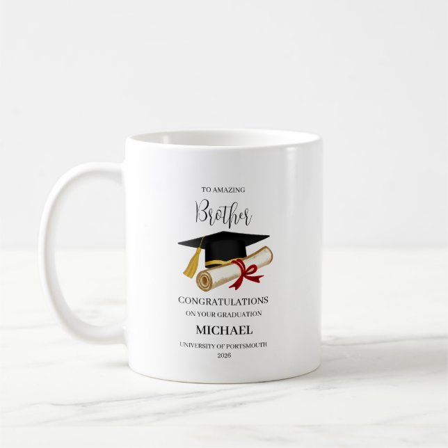 Personalized Brother Graduation Keepsake Name Year Coffee Mug (Left)