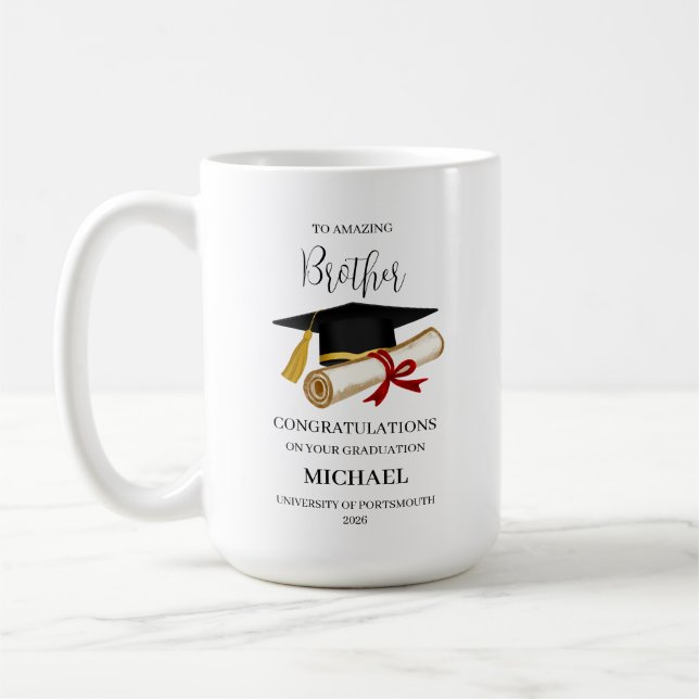 Personalized Brother Graduation Keepsake Name Year Coffee Mug (Left)