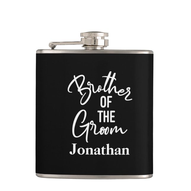 Personalized Brother of the Groom  Wedding Hip Flask (Front)