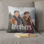 Personalized Brothers' Photo Keepsake Throw Pillow<br><div class="desc">This adorable, personalized photo pillow is a charming way to remind your brother of the special bond you share. Just upload a picture, customize the text, and choose a unique colour scheme. It's the ideal gift for Christmas or birthdays—or any day you want to let him know how much he...</div>