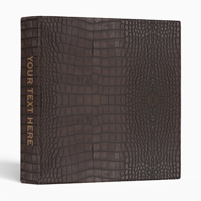 Personalized Brown Alligator Texture Print Binder (Front/Spine)
