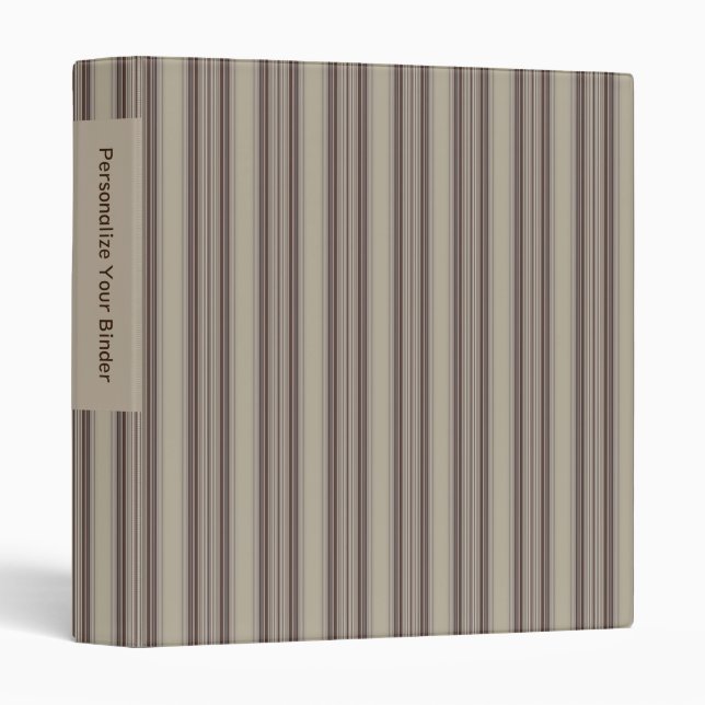 Personalized Brown and Beige Striped 1" Binder (Front/Spine)