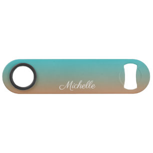 Personalized brown and blue ombre bar key