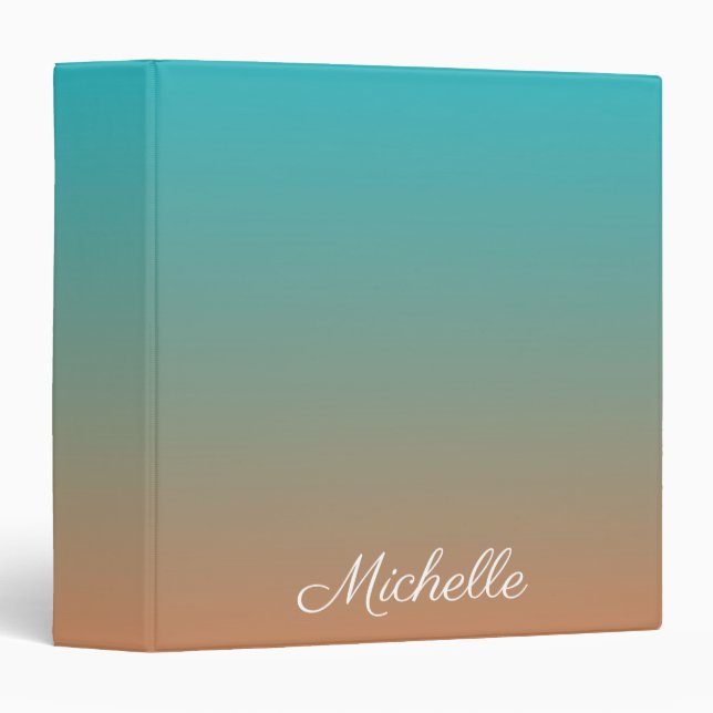 Personalized brown and blue ombre binder (Front/Spine)