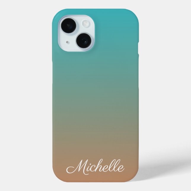 Personalized brown and blue ombre Case-Mate iPhone case (Back)