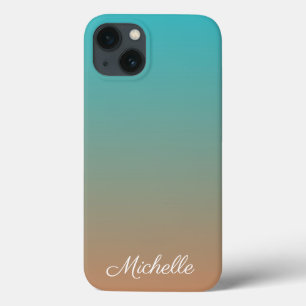 Personalized brown and blue ombre Case-Mate iPhone iPhone 13 Case