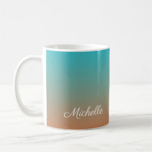 Personalized brown and blue ombre coffee mug