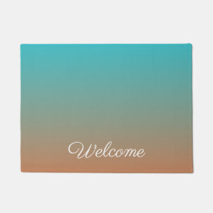 Personalized brown and blue ombre doormat