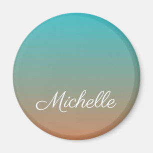 Personalized brown and blue ombre magnet