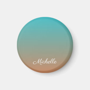 Personalized brown and blue ombre magnet