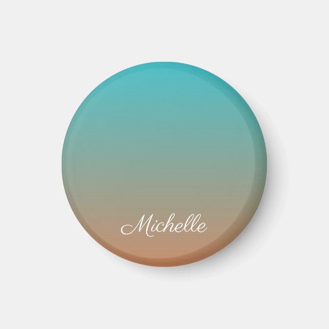 Personalized brown and blue ombre magnet (Front)