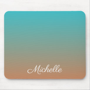 Personalized brown and blue ombre mouse pad