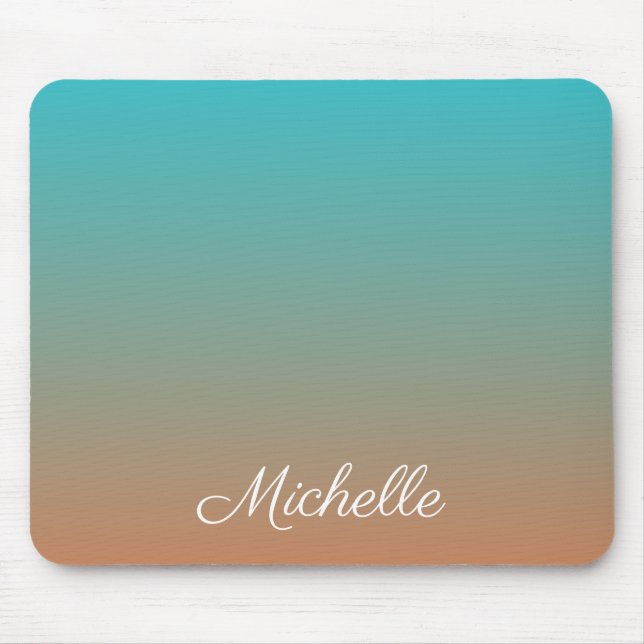 Personalized brown and blue ombre mouse pad (Front)