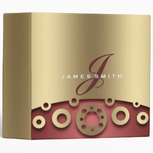 Personalized Brown and Gold Faux Confetti Glitter Binder