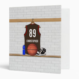 Personalized Brown and Red Basketball Jersey Binder