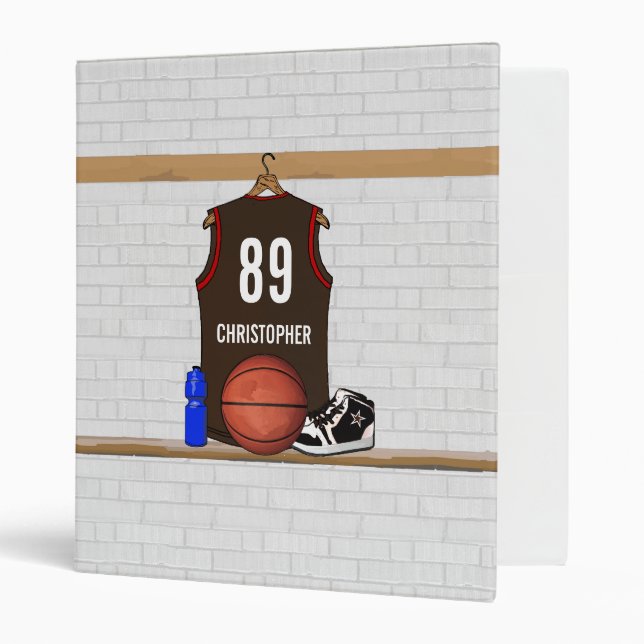 Personalized Brown and Red Basketball Jersey Binder (Front/Inside)