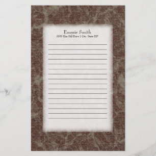 Personalized Brown and Tan Lined Stationery