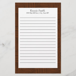 Personalized Brown and White Lined Stationery