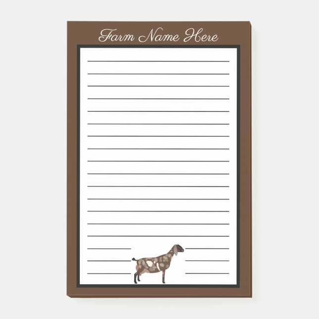 Personalized Brown and White Nubian Dairy Goat Post-it Notes (Front)