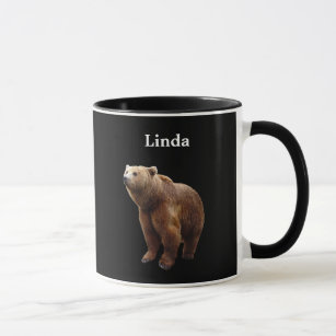 Personalized Brown Bear On Black Mug
