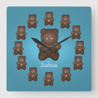 Personalized Brown Bear Wall Clock