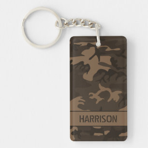 Personalized Brown Camo Keychain