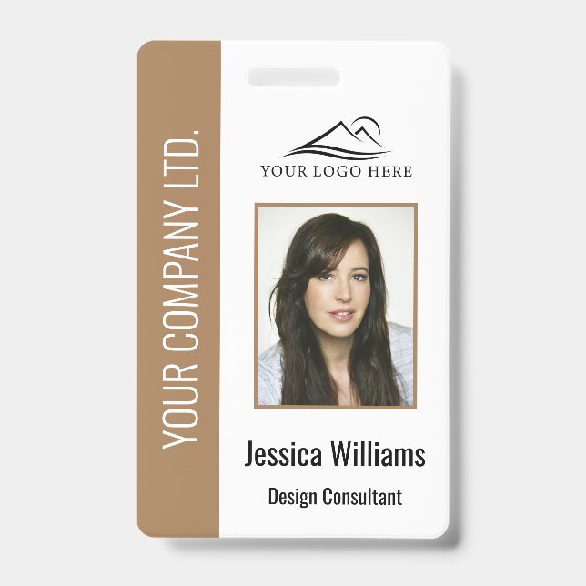 Personalized Brown Corporate Employee Security ID Badge (Front)