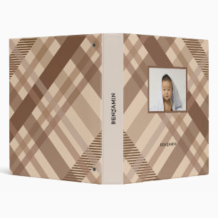 Personalized Brown Cross Stripes Binder