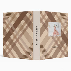 Personalized Brown Cross Stripes Binder