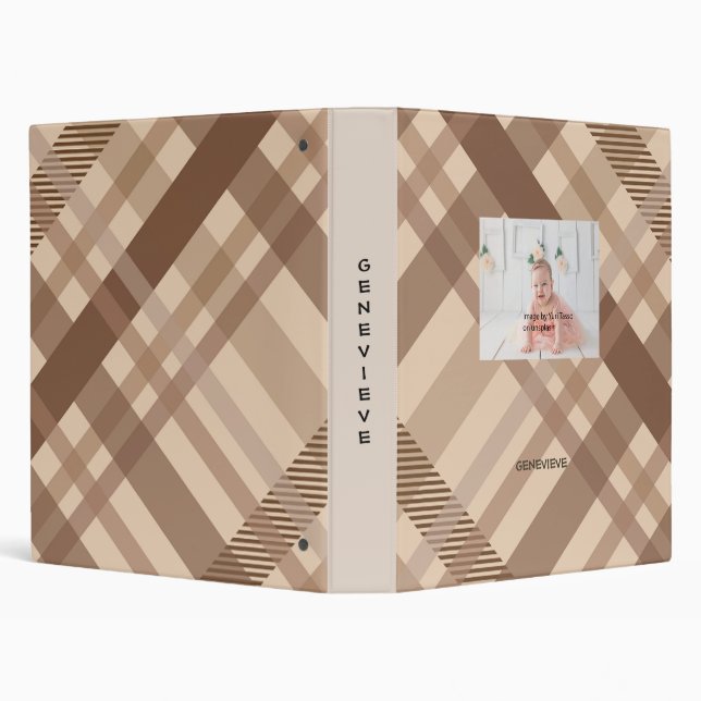 Personalized Brown Cross Stripes Binder (Background)