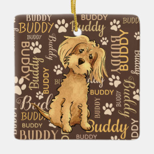 Personalized Brown Dog Ceramic Ornament