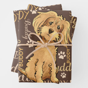 Personalized Brown Dog Wrapping Paper Sheet