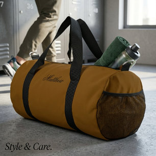 Personalized Brown Duffle Bag With Custom Name