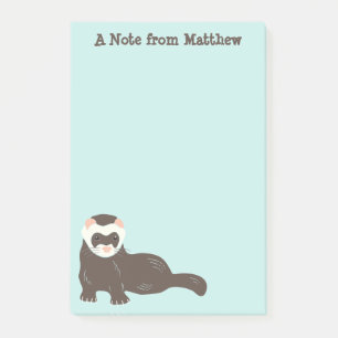Personalized Brown Ferret Mint Green Post-it Notes