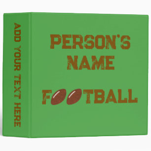 Personalized Brown Football on Green Binder