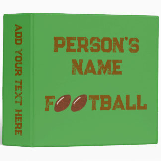 Personalized Brown Football on Green Binder